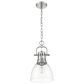 Golden Lighting Duncan 1-Light Small Pendant with Chain and Clear Shade in Pewter, , large