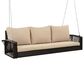 Hearth and Haven Go Outdoor 3-Seater PE Rattan Wicker Porch Swing Bench in Beige, , large