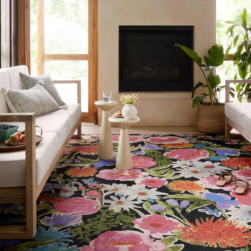 Loloi II Botanical 6&#39;7&quot; x 9&#39;4&quot; Black and Multicolor Area Rug, , large