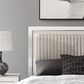 Ashley Zuraleus Queen Upholstered Panel Bed with Two Nightstands in Matte White, , large