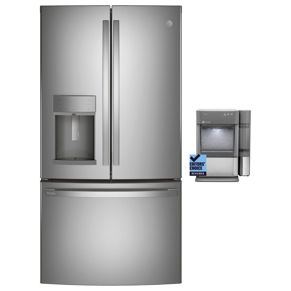 GE Profile 2-Piece Kitchen Package with 27.7 Cu. Ft. French-Door Refrigerator and Opal 2.0 Nugget Ice Maker in Stainless Steel, , large