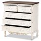Baxton Studio Levron 5-Drawer Storage Cabinet in Walnut Brown and Antique White, , large