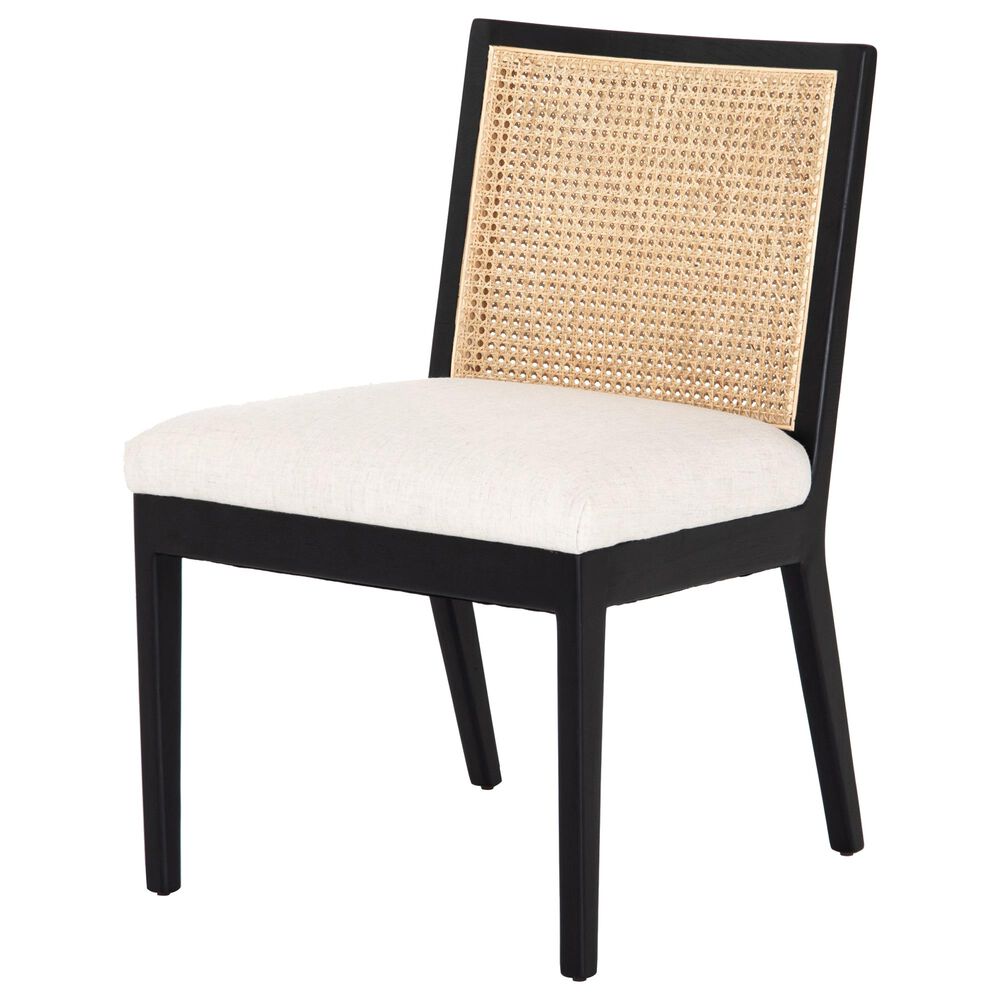 Four Hands Belfast Antonia Armless Dining Chair in Brushed Ebony and Light Natural Cane, , large