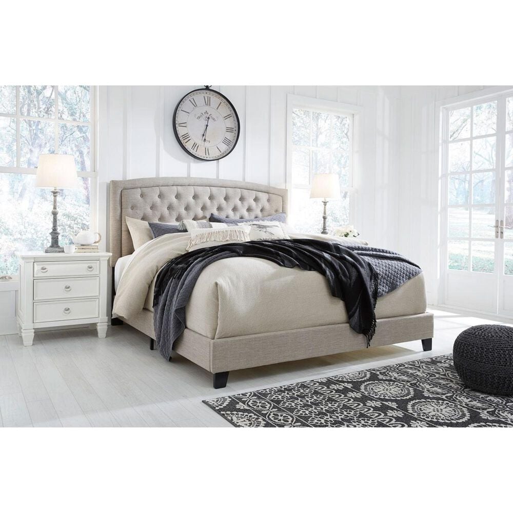 Ashley Jerary King Upholstered Bed in Light Gray, , large