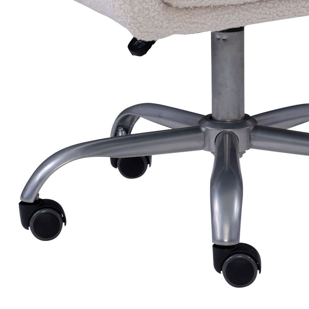 Linon Home Decor Rylen Office Chair with White Cushion in Silver, , large