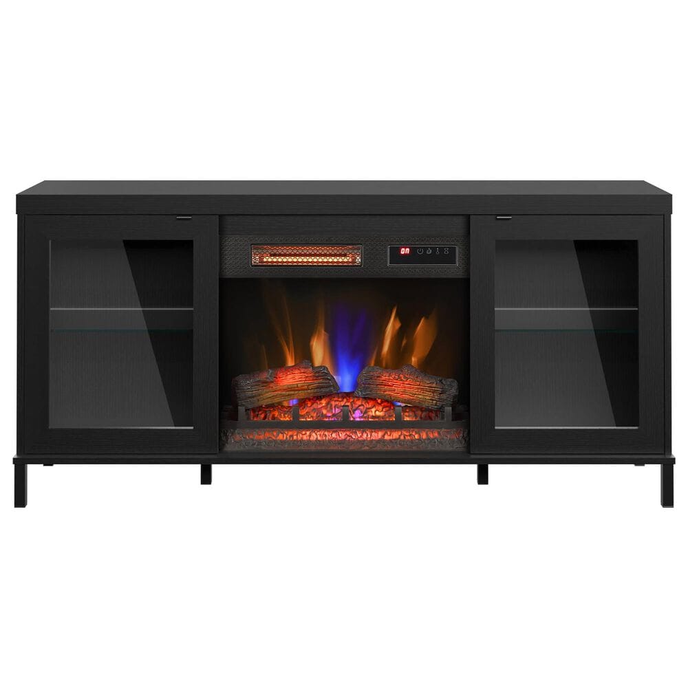 Classic Flame 56" TV Stand with Electric Fireplace in Black, , large