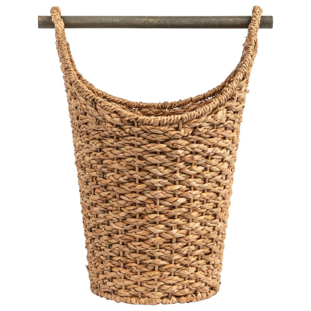 Creative Coop Braided Bankuan Toilet Paper Basket with Wood Handle in Natural, , large