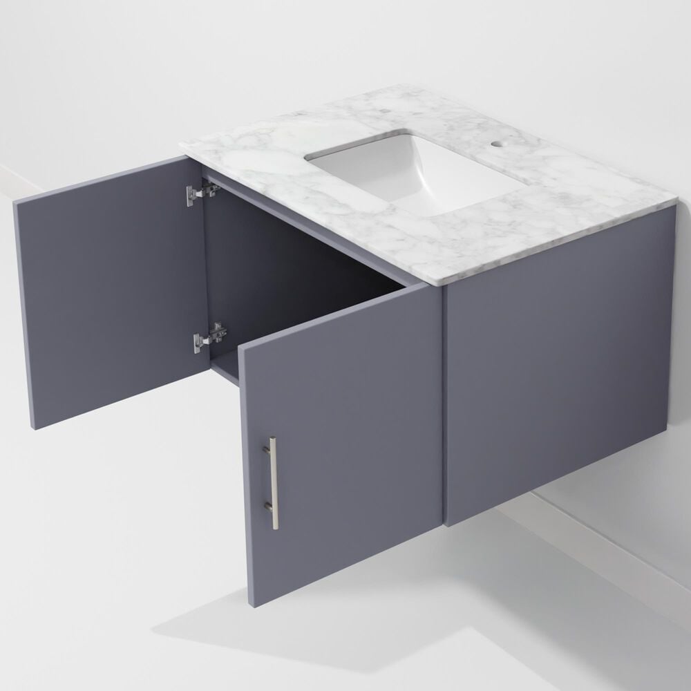 Lexora Home Geneva 30" Single Bathroom Vanity in Dark Grey with 2 cm White Carrara Marble Top and Rectangular Sink, , large