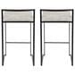 LumiSource Fuji 26" Stacker Counter Stool with Light Grey Cowboy Upholstery in Black (Set of 2), , large