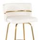 LumiSource Cinch 26" Swivel Counter Stool with White Upholstery in Gold (Set of 2), , large