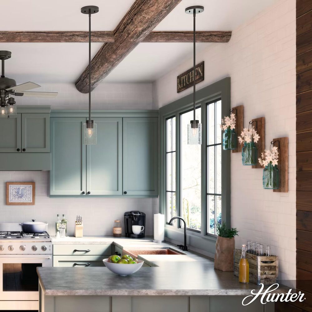 Hunter Hartland 19013 1-Light Mini Pendant in Noble Bronze, , large