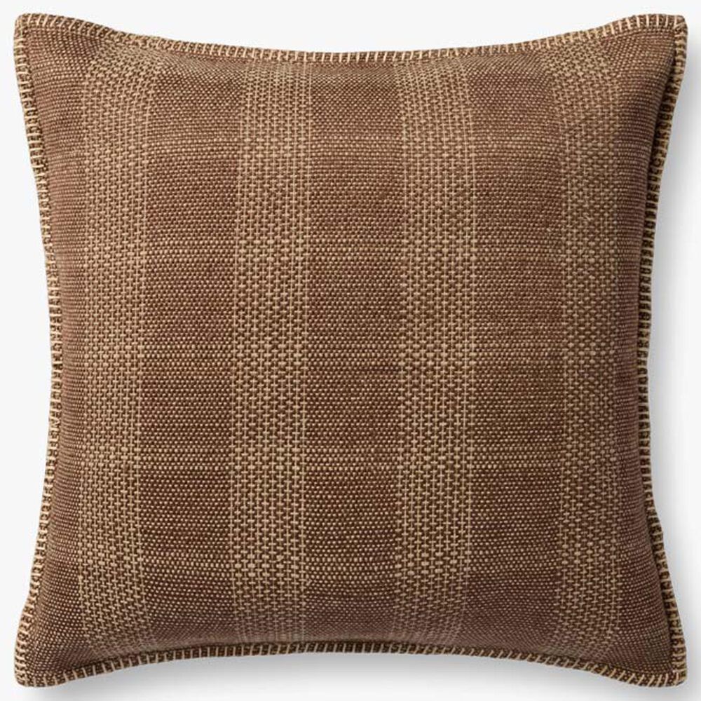 Loloi 20" Square Throw Pillow in Brown and Tan, , large