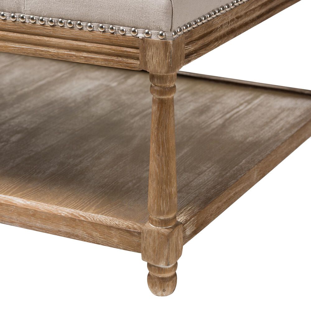 Baxton Studio Carlotta Rectangle Ottoman in Beige, , large