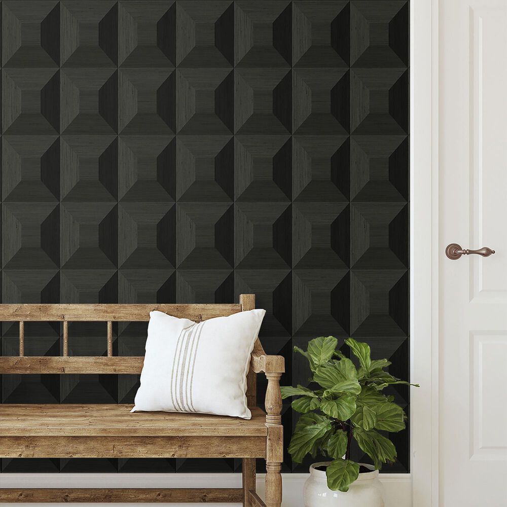 NextWall Quadrant Geo 216&quot; x 27&quot; Peel and Stick Wallpaper in Blacksmith, , large