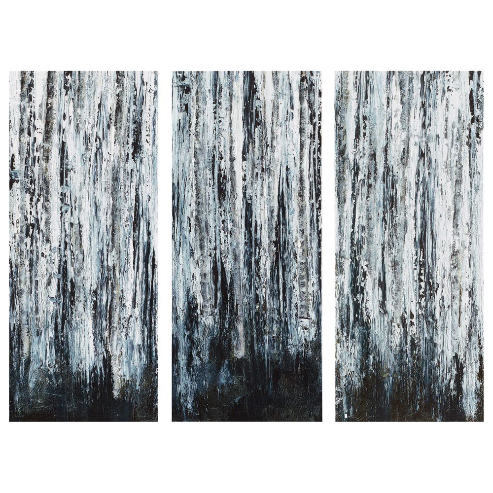 Hampton Park Birch Forest Canvas Wall Art in Black (Set of 3), , large