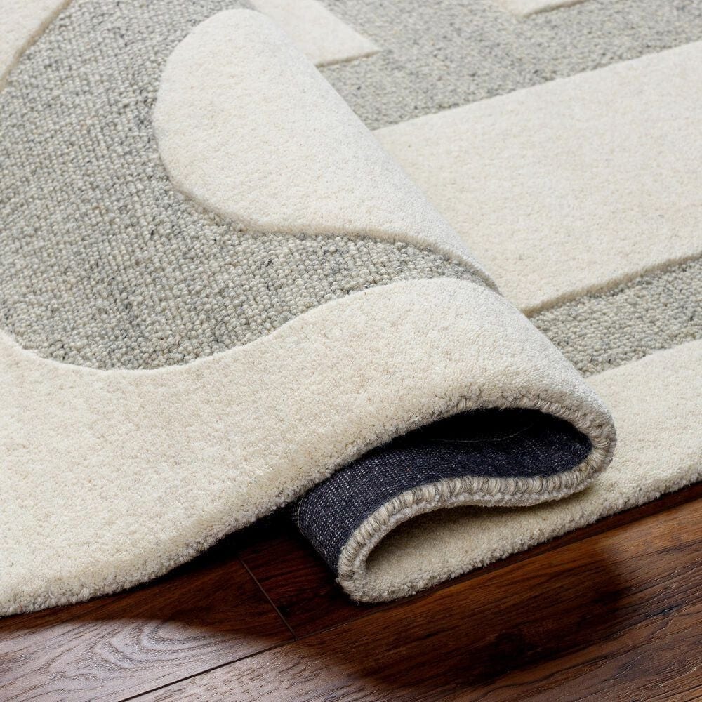 Surya Brook Geometric 5&#39; x 7&#39;6&quot; Beige and Charcoal Area Rug, , large