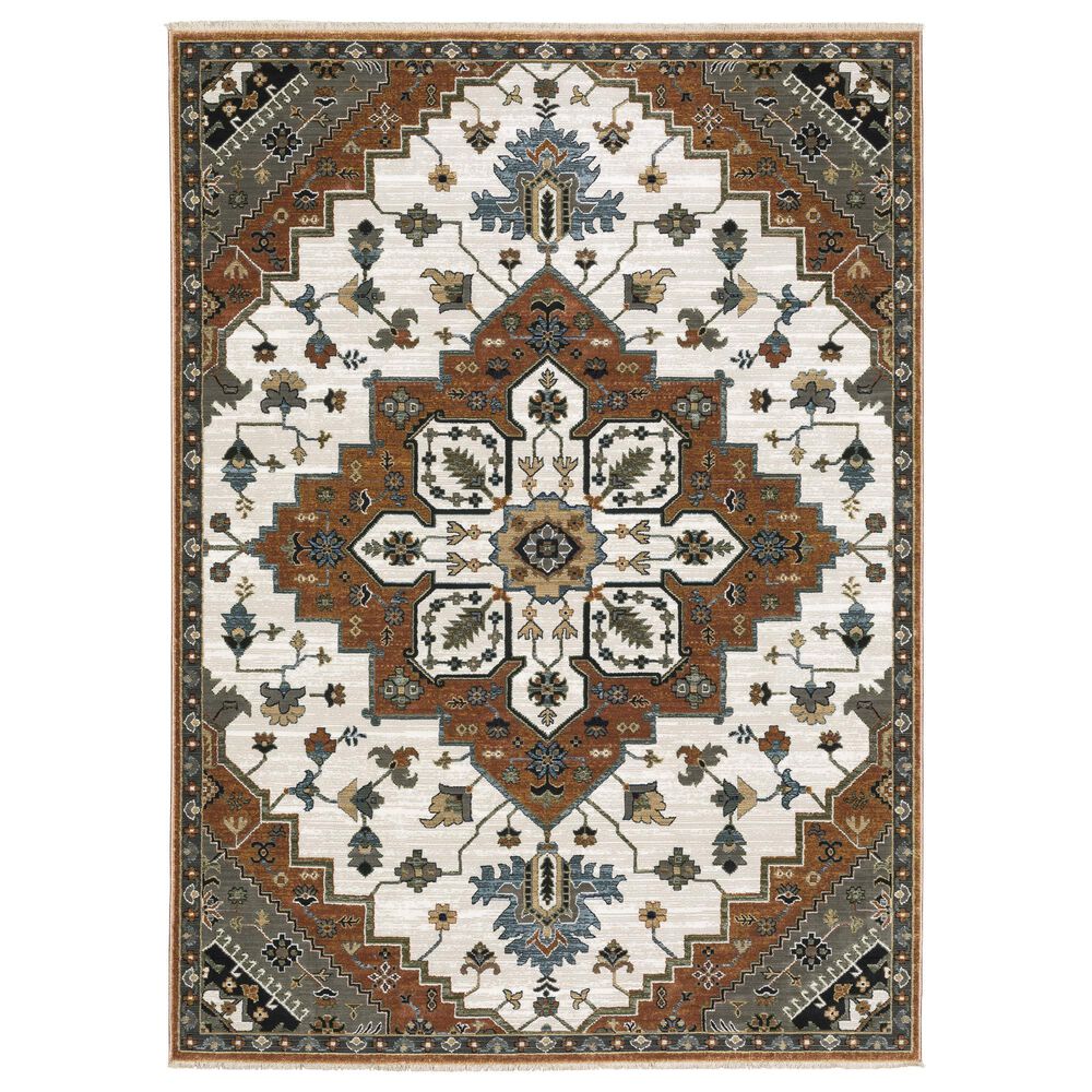 Oriental Weavers Keira Rust and Ivory 5"3" x 7"6" Area Rug, , large