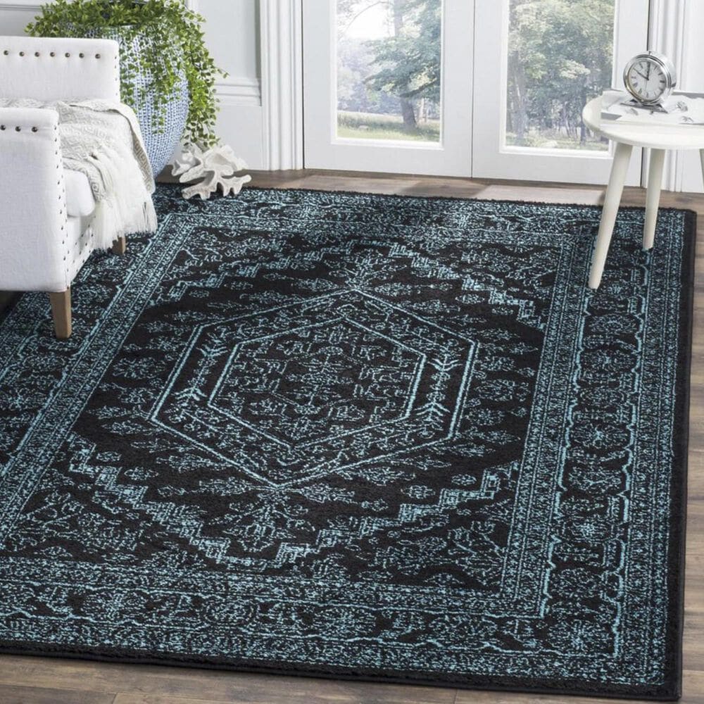Safavieh Adirondack ADR108K 6" x 9" Black and Teal Area Rug, , large
