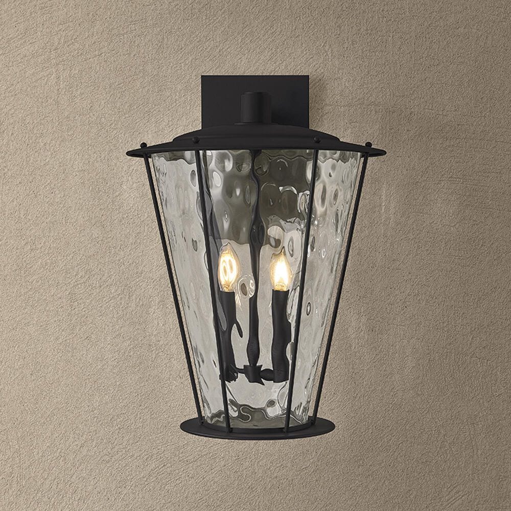 Troy Lighting Jantzen 22" 2-Light Outdoor Wall Sconce in Texture Black, , large