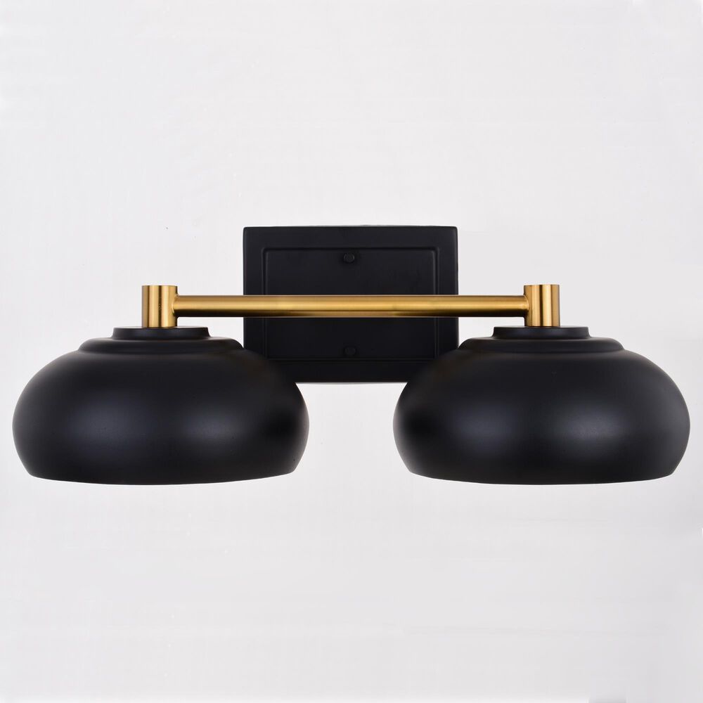 Vaxcel Belmont 2-Light Bathroom Vanity in Matte Black and Satin Brass, , large