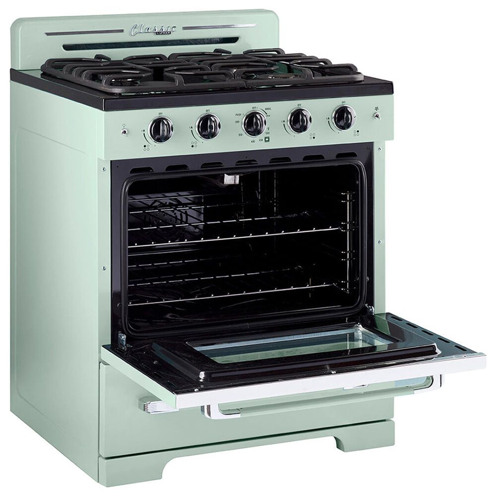 Unique Appliances Classic Retro 30" Radiant Electric Glass Top Convection Range in Summer Mint Green, , large