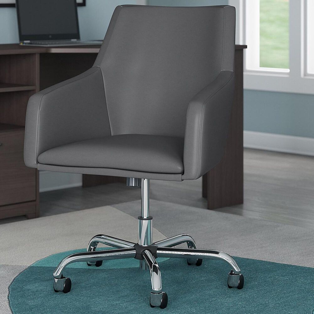 Bush Cabot Box Chair in Dark Gray Leather, , large