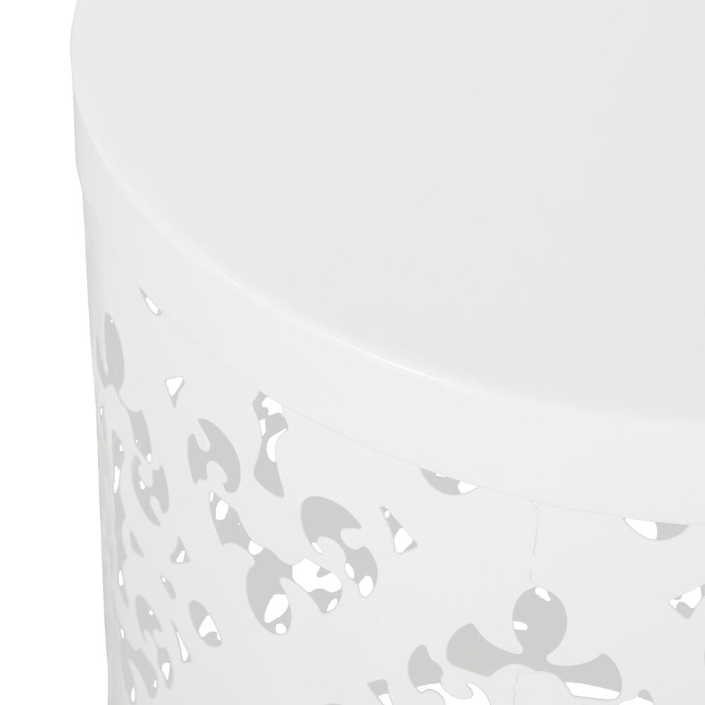 Hearth and Haven Outdoor End Side Table with Floral Pattern in White, , large