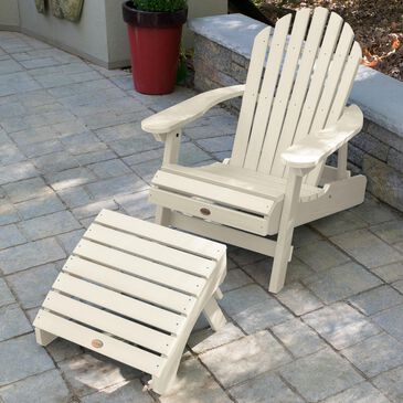 Highwood USA Hamilton Folding & Reclining Adirondack Chair with Ottoman in Whitewash, , large