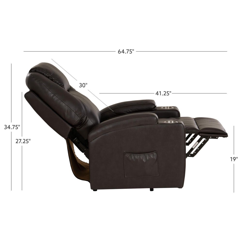 Linon Home Decor Peoria Power Lift Recliner in Chocolate, , large