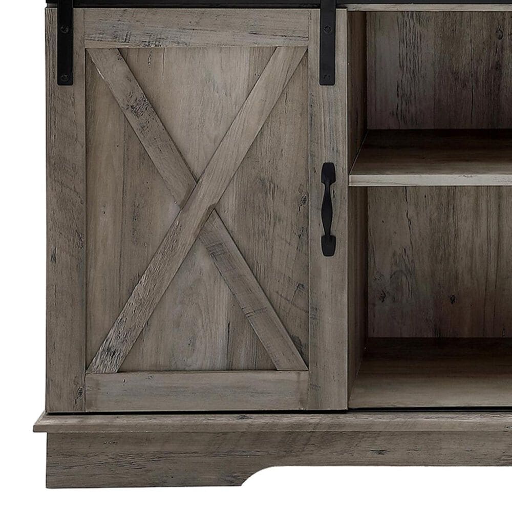 Walker Edison 58&quot; Sliding Barn Door TV Stand in Grey Wash, , large