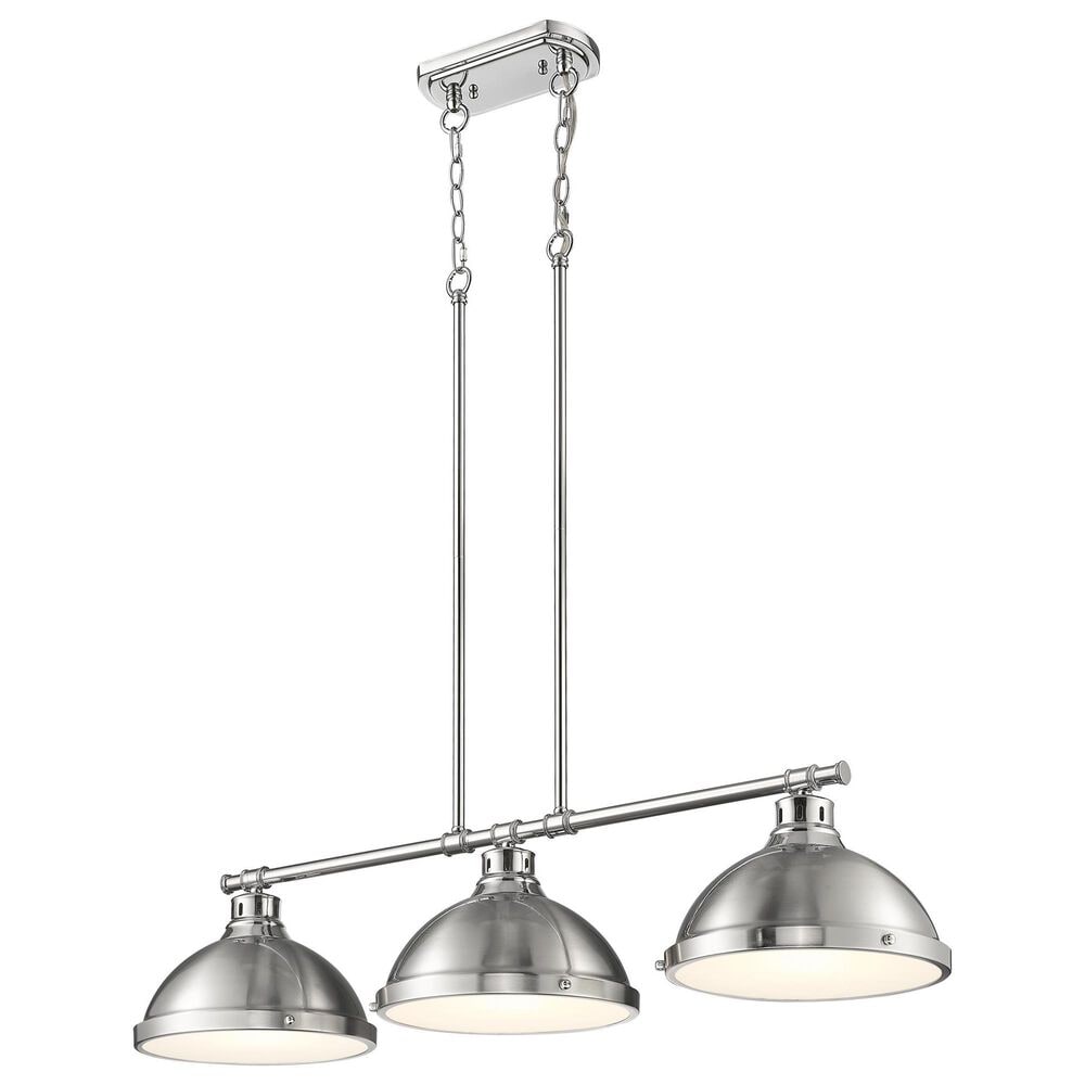 Golden Lighting Duncan 3-Light Pendant with Pewter Shade in Chrome, , large