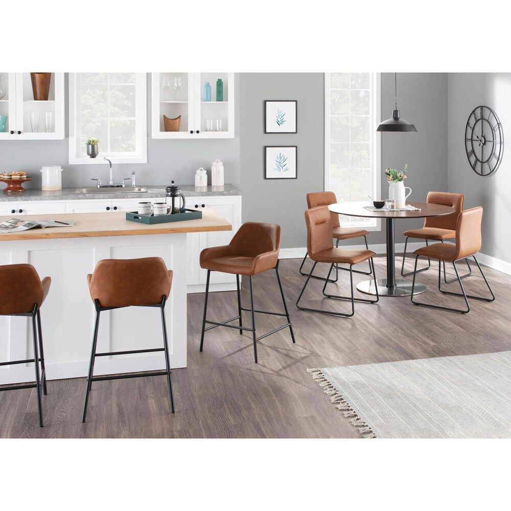 LumiSource Daniella 24" Counter Stool with Camel Upholstery in Black (Set of 2), , large