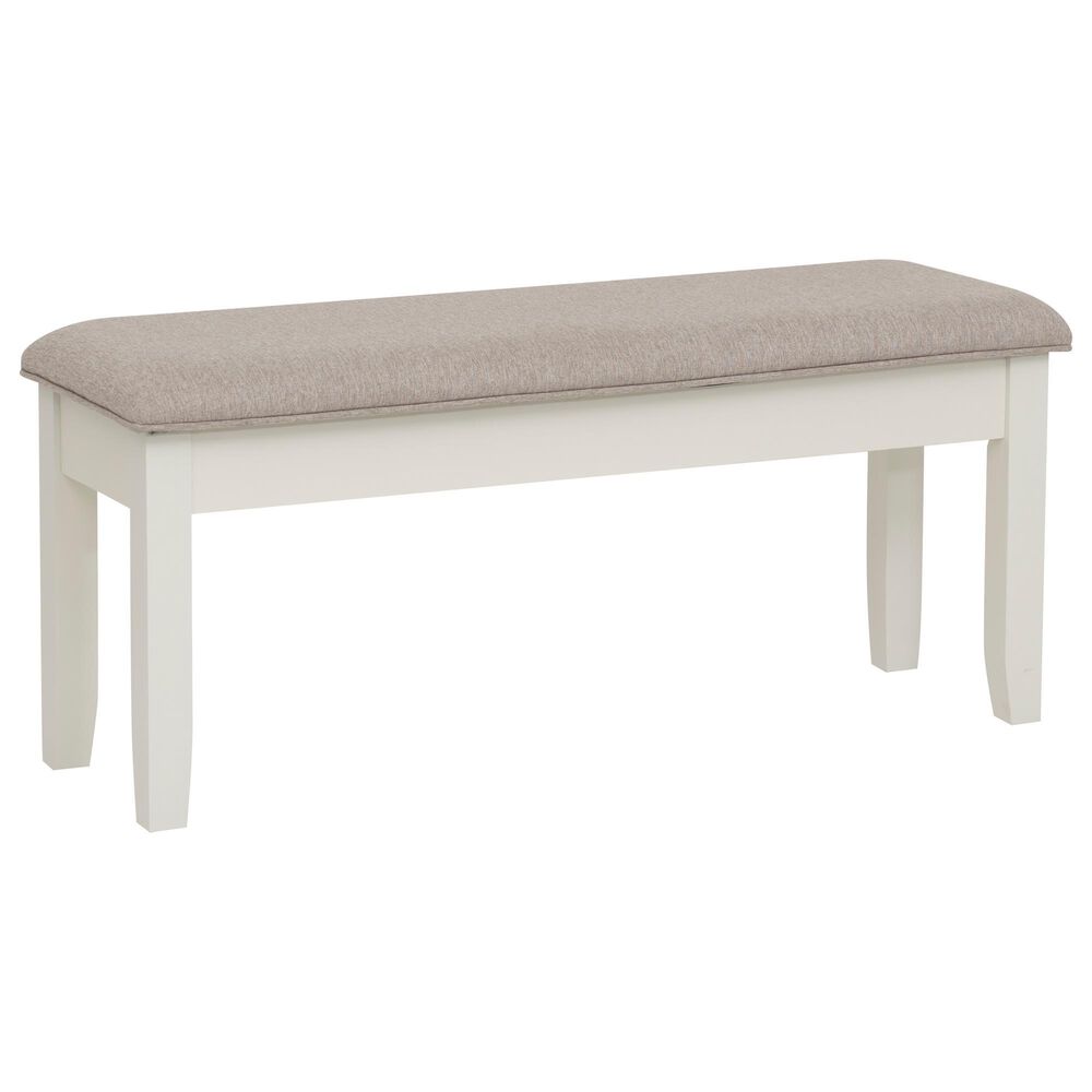Linon Home Decor Jane Storage Bench with Light Grey Cushion in Vanilla White, , large