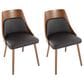 LumiSource Anabelle Side Chair with Brown Faux Leather Cushion in Walnut (Set of 2), , large
