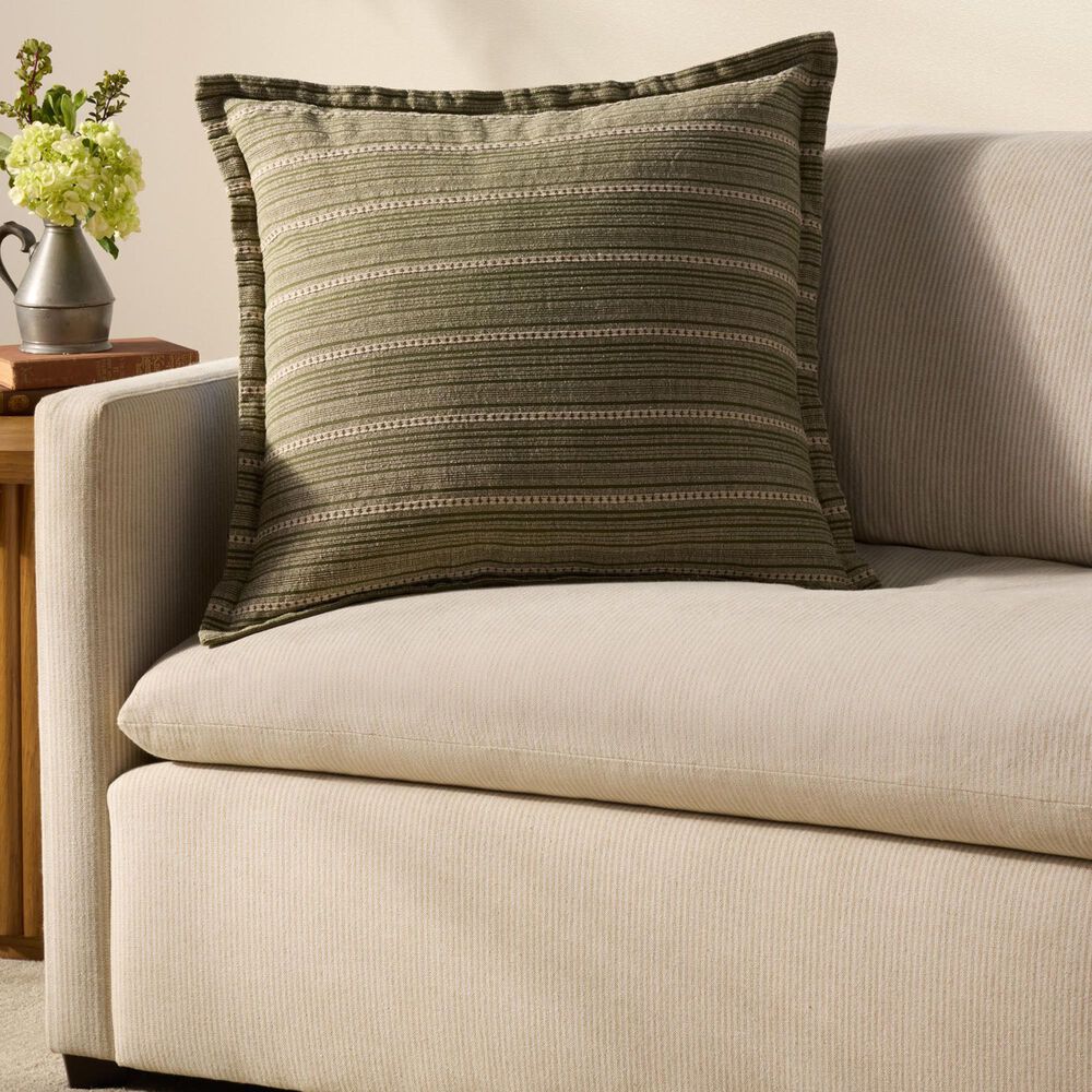 Loloi Howie 22&quot; Square Throw Pillow in Green and Natural, , large