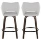 LumiSource Mustang 26" Swivel Counter Stool with Grey Fabric Upholstery in Glazed Walnut and Black (Set of 2), , large