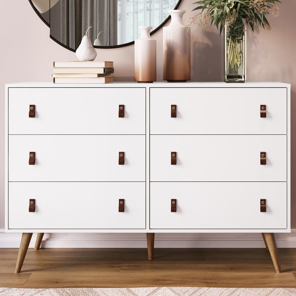 Dayton Amber 6Drawer Double Dresser in White NFM