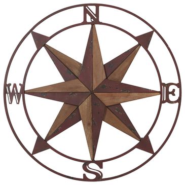 Maple and Jade 30" x 30" Rustic Star Wall Decor in Red and Brown, , large