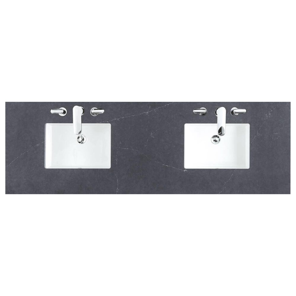 James Martin Vanities Bristol 72&quot; Double Bathroom Vanity in Whitewashed Walnut with 3 cm Charcoal Soapstone Quartz Top and Rectangle Sinks, , large
