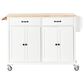 HOMLUX 54" Kitchen Island Cart with Solid Wood Top and Locking Wheels in White, , large
