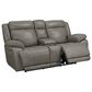Bassett Evo Leather Recliner Console Loveseat with Power Headrest in Pewter, , large
