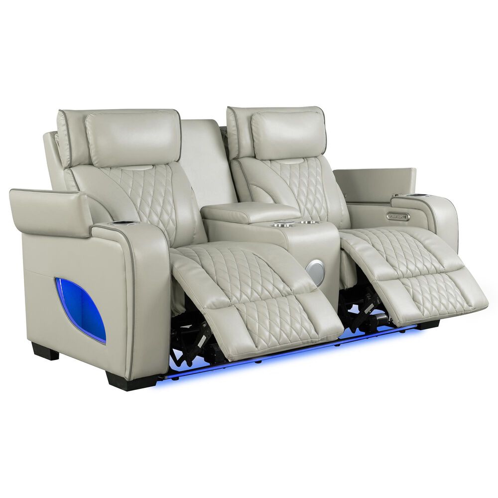 Titanic Furniture All Star Power Reclining Loveseat with Power Headrest in Gray, , large