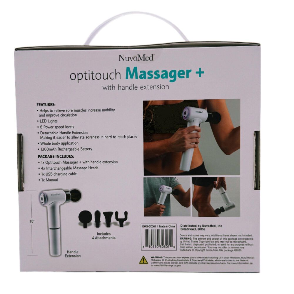 Nuvomed Optitouch Massage Gun With Extendable Hand, , large