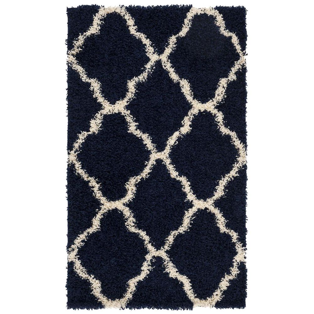 Safavieh Dallas Shag SGD257N-3 3" x 5" Navy/Ivory Area Rug, , large