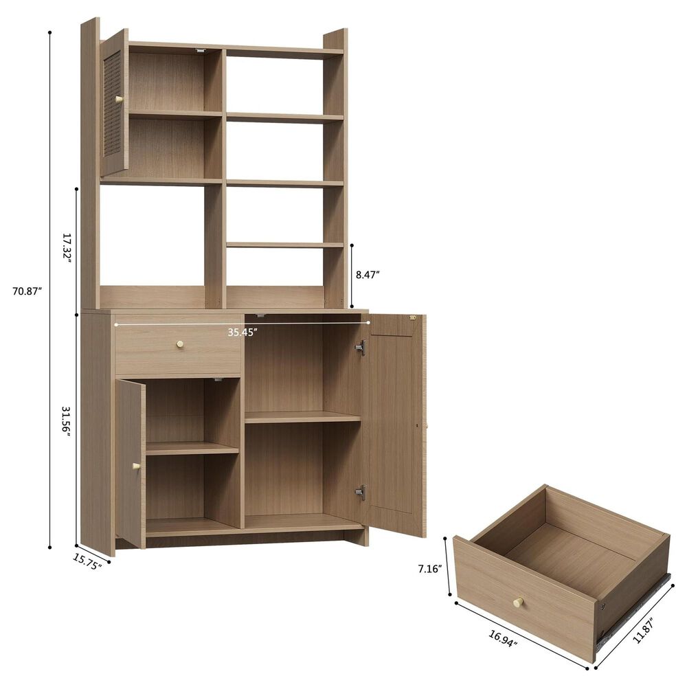 GARVEE 71" Kitchen Pantry Cabinet in Natural, , large