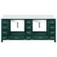 Lexora Home Jacques 84" Double Bathroom Vanity in Green with 2 cm White Cultured Marble Top and Rectangular Sinks, , large