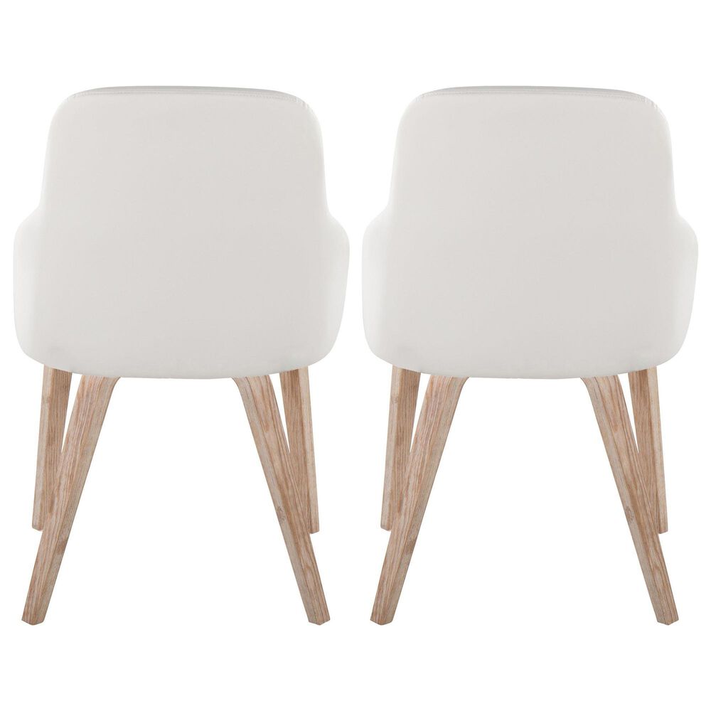 LumiSource York Side Chair with White Faux Leather Cushion in Whitewashed (Set of 2), , large