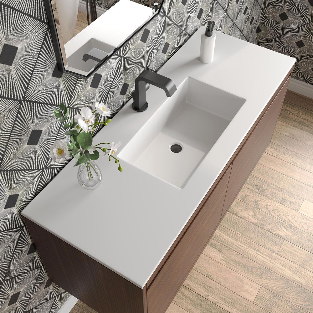 James Martin Vanities Mantova 47.3&quot; Single Vanity in Glossy White and Brushed Nickel with 3 cm Glossy White Composite Stone Top and Rectangular Sink, , large