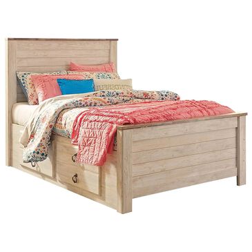 Ashley Willowton Full Panel Bed with 2 Storage Drawers in Whitewash, , large