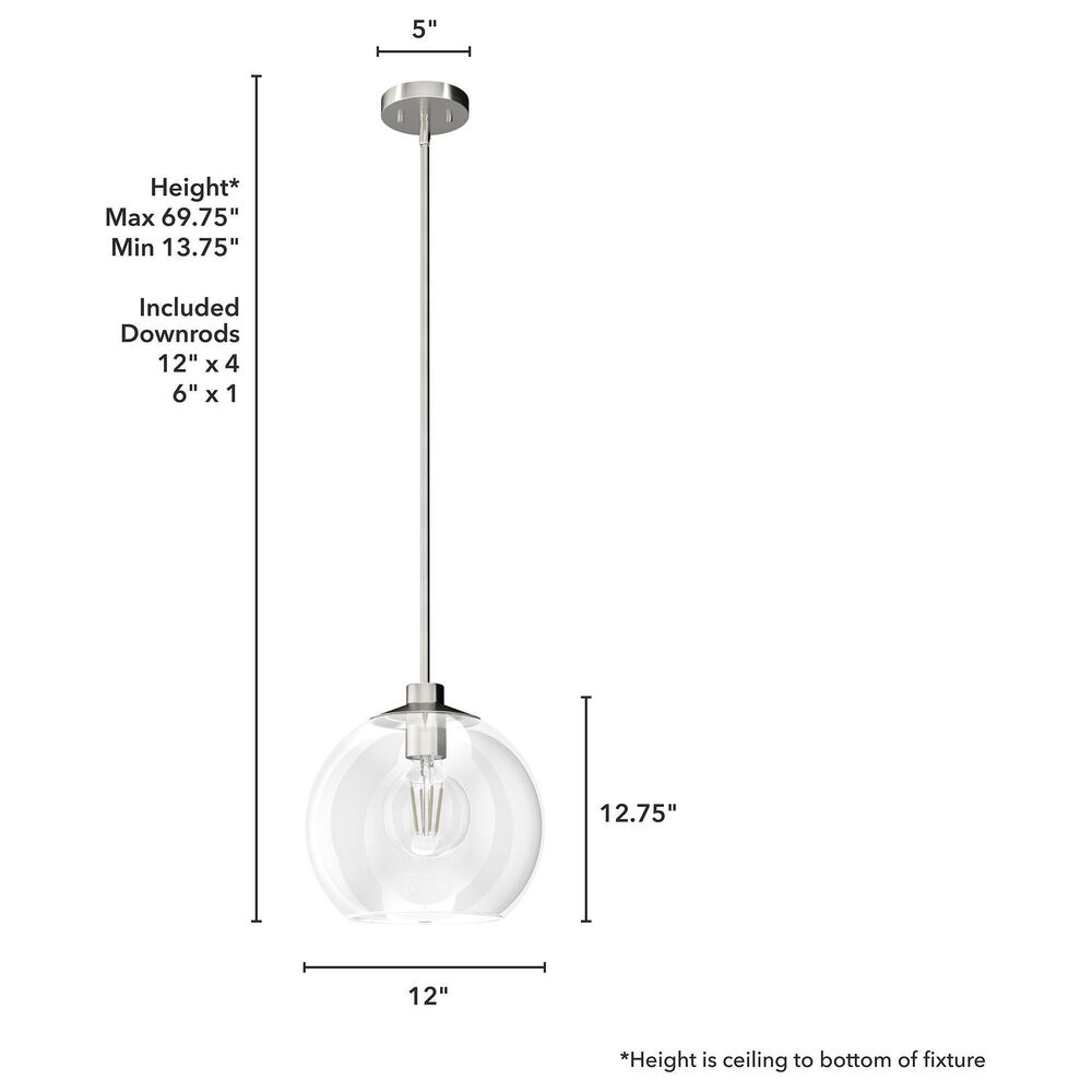 Hunter Xidane 1-Light Medium Pendant in Brushed Nickel, , large